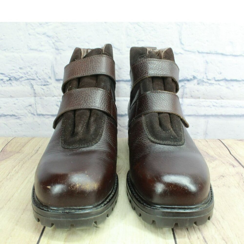 Ll Bean Brown Leather Hook & Loop Lug Sole Wool L… - image 4